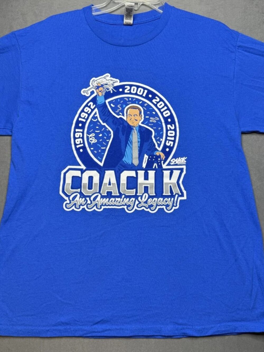 Coach K An Amazing Legacy Duke Basketball Graphic Blue T Shirt Adult Large